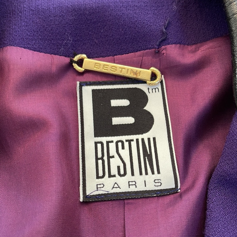 Bestini Paris vintage wool blazer with faux leather accents made in France - Picture 10 of 16